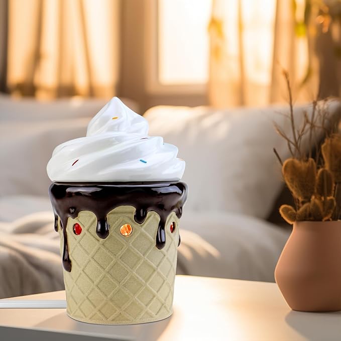 STAR MOON Cute Wax Warmer Wax Melter for Scented Wax Candle Warmer for Wax Melt with One More Bulb Removable Dish Home Decor Home Fragrance Ice Cream Decor Ideal Gift (Sweet Ice Cream)