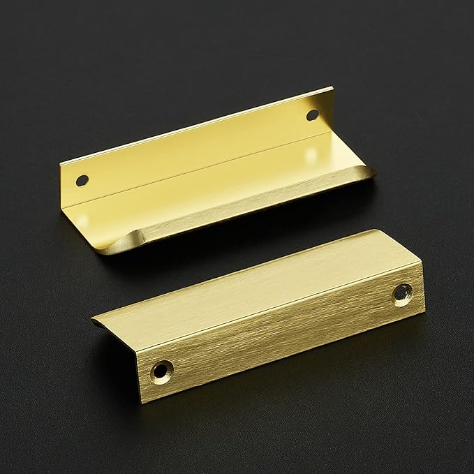 Ravinte Hardware 20 Pack Gold Cabinet Handles, 4 Inch (102mm) Finger Edge Pulls, 3 Inch Hole Center, Finger Pulls for Cabinets