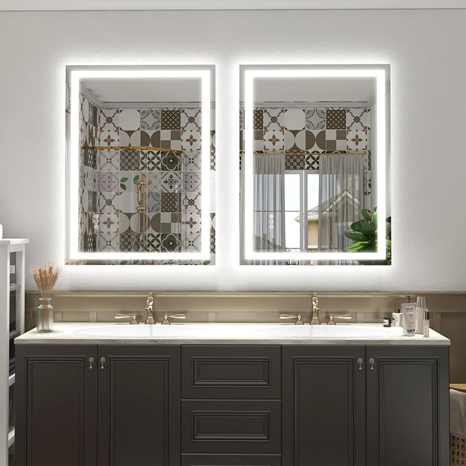 26x32 LED Mirror for Bathroom, Lighted Vanity Mirror for Wall, Dimmable, Anti-Fog, Shatter-Proof, ETL Listed (Front Lights + Backlit)