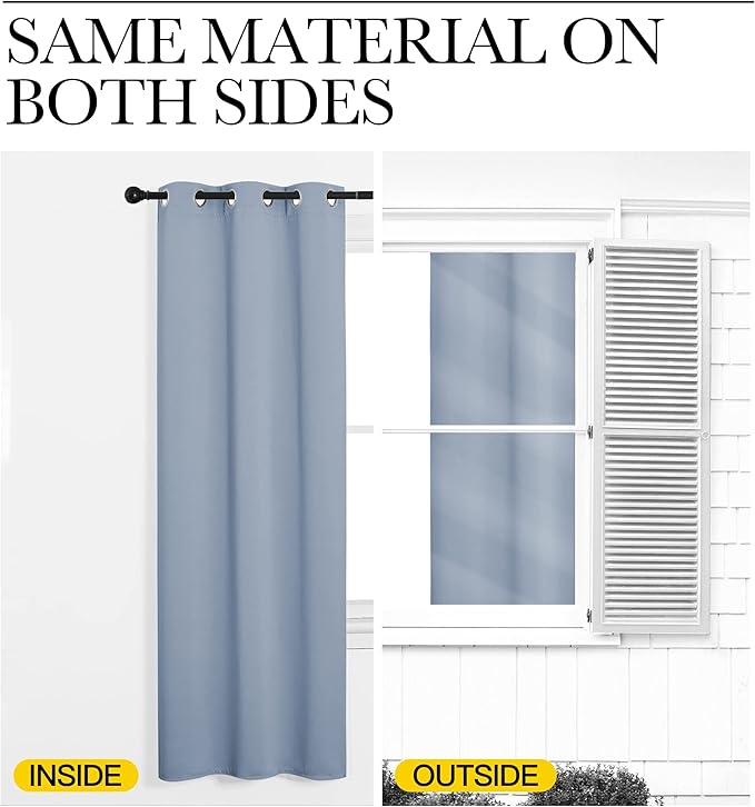 NICETOWN Vintage Blue Blackout Curtains 78 inches Length for Bedroom, 2 Panels, 42" Wide, Thermal Insulated Decoration Drapes for Office Window