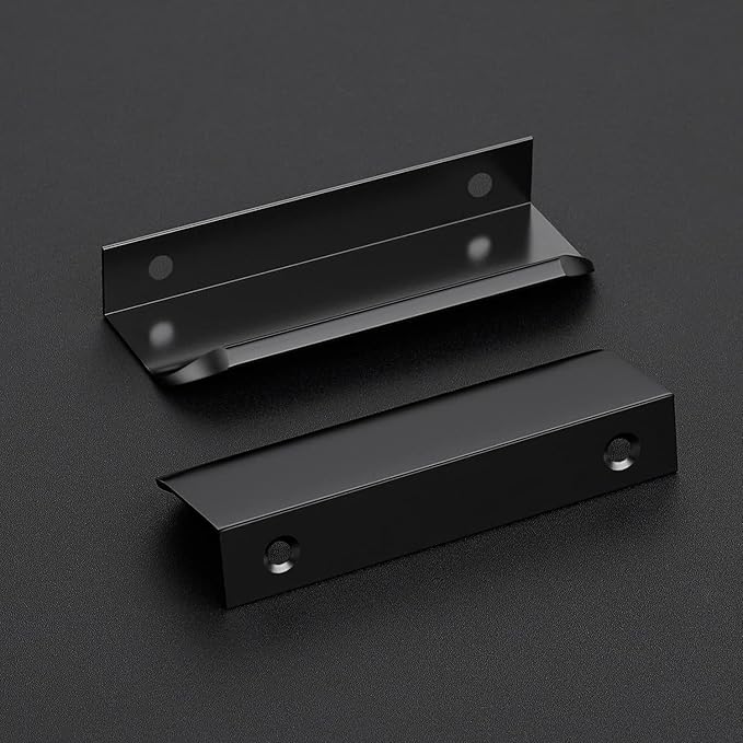 Ravinte Hardware 8 Pack Black Cabinet Handles, 4 Inch (102mm) Finger Edge Pulls, 3 Inch Hole Center, Finger Pulls for Cabinets