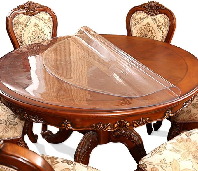 66 Inch Clear Round Table Cover Protector 1.5mm Thick Table Protector for Dining Room Waterproof Plastic PVC Vinyl Tablecloth Cover Circle Tabletop Desk Pad Mat for Furnture Coffee End Bed Side Table