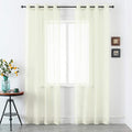 DUALIFE Cream Beige Sheer Curtains 120 Inches Extra Length for Living Room Decor 2 Panels Set Light Filtering Semi Sheer Farmhouse Style Curtains 52X120 Inch Long 10 FT Ivory
