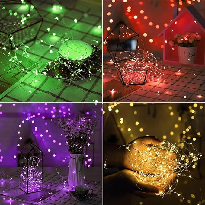 Twinkle Star Color-Changing Fairy Lights, 33Ft 100 LED Waterproof Mini String Lights Twinkle Lights, 16 Colors USB Silver Wire Lights with Adapter for Bedroom Room Garden Party Wedding Christmas Decor