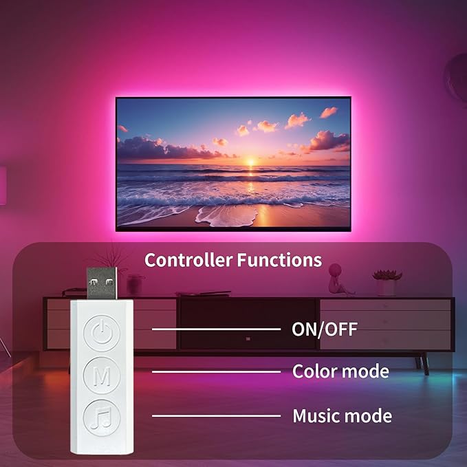 KSIPZE LED Lights for TV, 10ft TV led Backlight for 32-45 Inch TVs RGB TV Backlight Behind Music Sync Bluetooth APP & Button Control TV LED Strip Lights USB Powered for Bedroom/Gaming