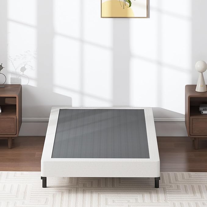 Twin XL Box Springs Bed Base, 5 Inch Heavy Duty Metal Structure with Easy Clean Fabric Bed Cover, Non-Slip, No Noise, Easy Assembly