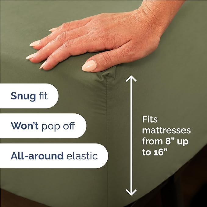 Full 6 Piece Sheet Set - Comfy Breathable & Cooling - Ultra-Soft Hotel Luxury Bedding Set with 8-16 Inch Deep Pockets - 1 Flat & 1 Fitted Sheet & 4 Pillowcases - Wrinkle Free & Easy Care - Sage Green