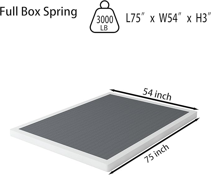 Low Profile Box Spring Full - 3 Inch Box Spring Full Heavy Duty Bed Foundation Metal Bed Base Easy Assembly