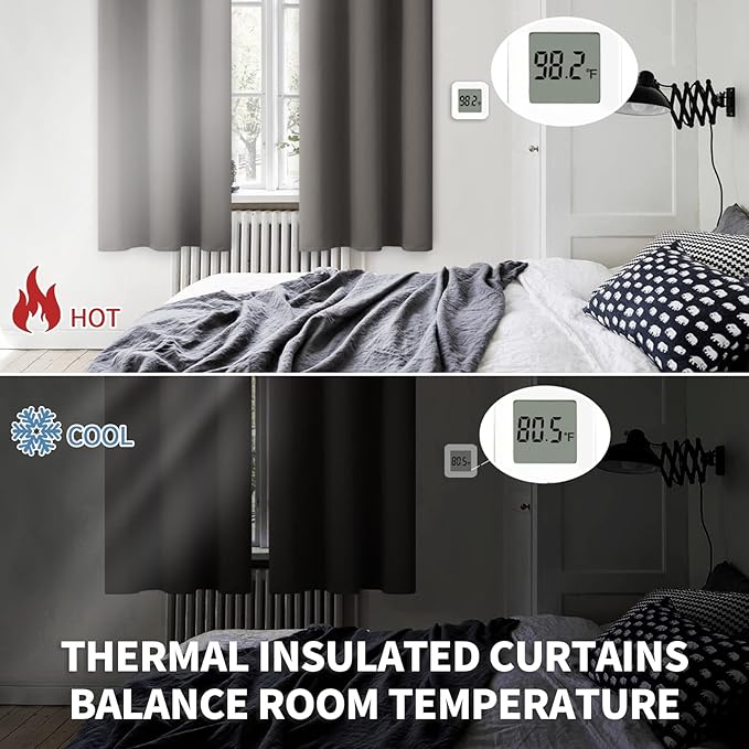 BGment Blackout Curtains for Bedroom - Grommet Thermal Insulated Room Darkening Curtains for Living Room, Set of 2 Panels (52 x 72 Inch, Grey)