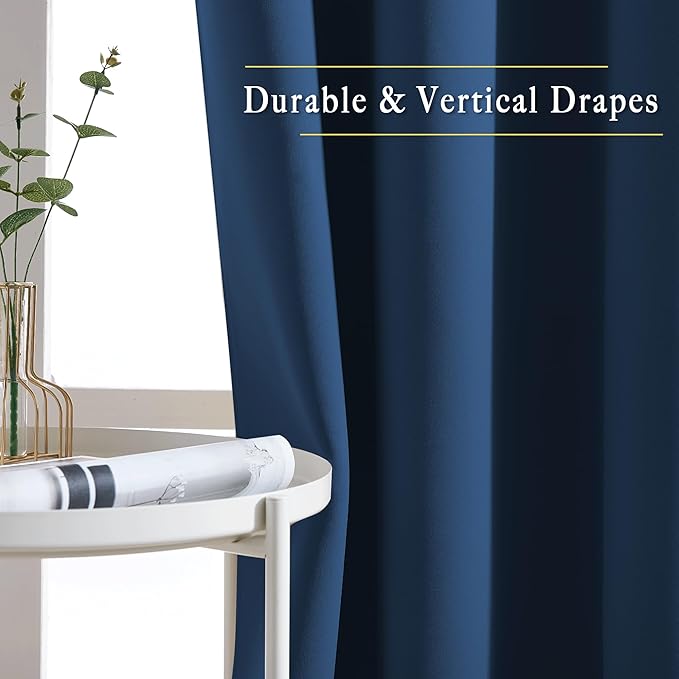NICETOWN Light Reducing Grommet Curtains - Triple Woven Textured Soft Curtain Panels for Living Room Window Treatment Drapes for Sliding Door (W80 x L108, Moroccan Blue, 2 Pieces)