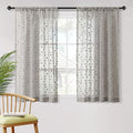 MYSKY HOME Grey Sheer Short Curtains with Pom Pom for Small Windows Bedroom Nursery Kids Girls Room Curtains Cafe Kitchen Light Filtering Boho Drapes, Rod Pocket,38 x 54 Inches, 2 Panels