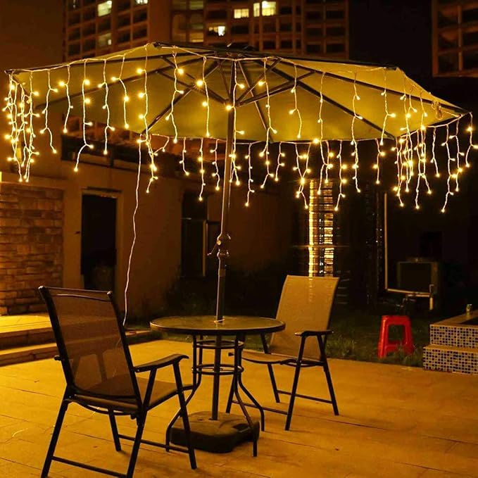 Toodour Christmas Icicle Lights Outdoor, 2 in 1 Warm White & Multicolor Color Changing Icicle Lights with 60 Drops, 29.5ft 360 LED Christmas Light Fairy Twinkle Light for Wedding Home Xmas Decor