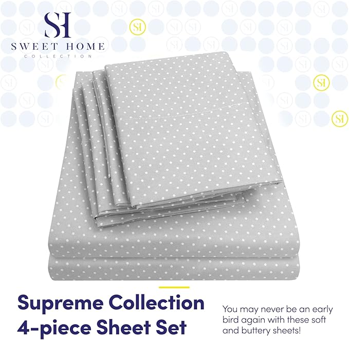Sweet Home Collection 4 Piece 1500 Thread Count Brushed Microfiber Deep Pocket Sheet Set - 2 Extra Pillow Cases, Great Value