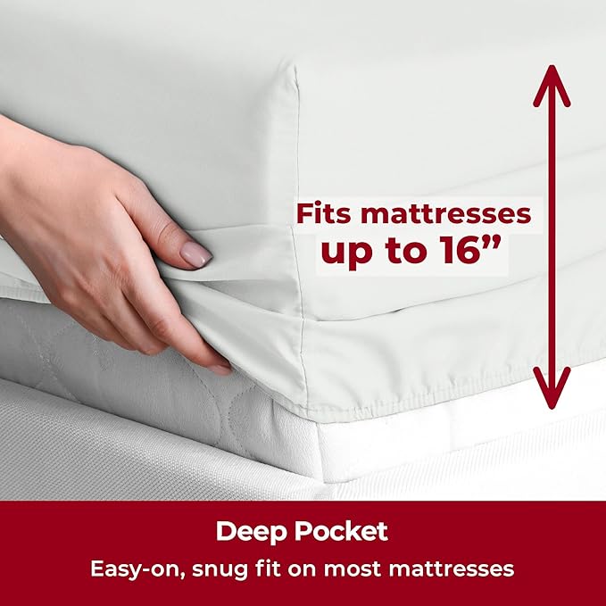 Mellanni Split King Sheets Set - 5 PC Iconic Collection Bedding - Hotel Luxury, Extra Soft, Cooling Bed Sheets - Wrinkle, Fade, Stain Resistant (Split King, Ivory)
