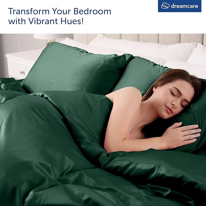 DREAMCARE Queen Sheet Set – 6 pcs Cooling Bed Sheets – up to 21” Deep Pocket Queen Sheets Set – 2500 Supreme Collection – Extra Soft 100% Brushed Microfiber Hotel Luxury with Side Pocket Emerald Green