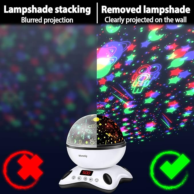 Moredig Kids Night Light Projector, Remote Baby Night Lights for Kids Room with 12 Music Nursery Night Light Projector for Kids Timer 2 Projections 18 Light Modes, Gifts for Baby Kids - Black
