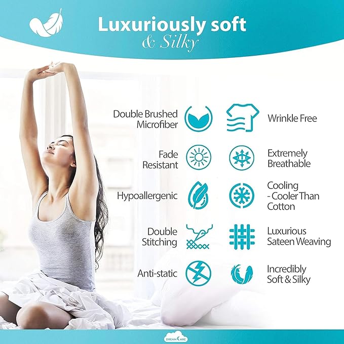 DREAMCARE Full Size Sheets Set - 6 Pcs Deep Pocket Cooling Bed Sheets - Soft, Long Lasting 100% Brushed Microfiber with Side Pocket (Mocha Brown, Full)