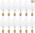 12-Pack E12 Candelabra Light Bulbs 25W, Dimmable Warm White 2500K Chandelier Light Bulbs for Indoor, B10 Clear Bulbs (Gold Base)