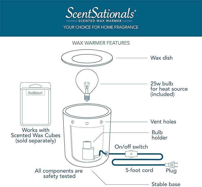 Scentsationals Wax Melt Warmer, Wax Warmer for Scented Wax Melts - Lantern Collection Cottage Farmhouse - Candle Wax Melter for Fragrance Cubes and Tarts