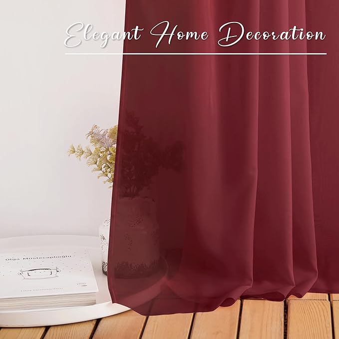 NICETOWN Decorative Scarf Curtain 216 Long - Voile Sheer Home Decor Scarf Valance Window Treatment for Christmas/Thanksgiving (W60 x L216, 1 Panel, Haute Red)