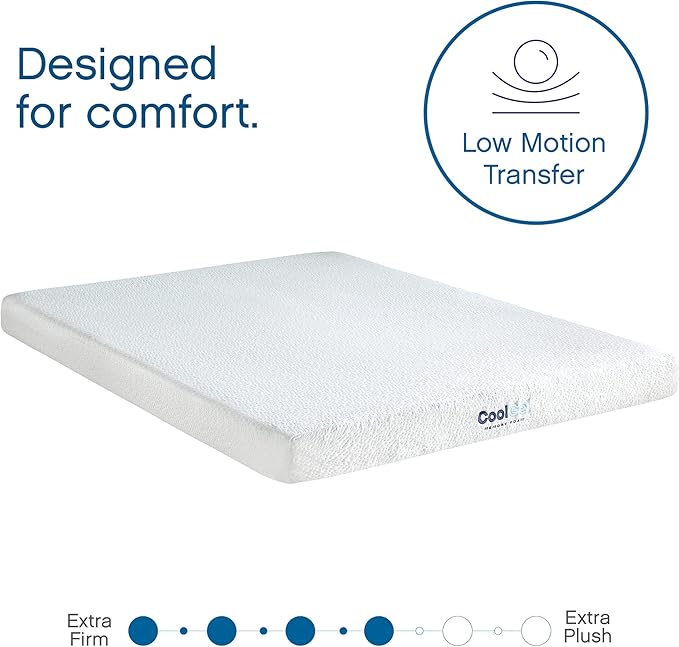 Cool Gel Twin XL Mattress 6 Inch Memory Foam Medium Firm, Gel Memory Foam Mattress Twin XL Cooling, Made in the USA, 6" Depth with Pressure Relief, CertiPUR-US Certified Fiberglass Free, Bed