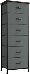 Somdot Tall Dresser for Bedroom with 6 Drawers, Storage Organizer Chest of Drawers with Removable Fabric Bins for Closet Bedside Living Room Laundry Entryway Hallway, Charcoal Grey
