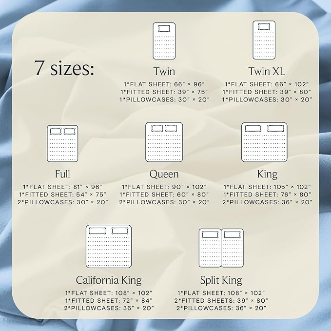LuxClub 4 PC King Sheet Set, Breathable Luxury Bed Sheets, Deep Pockets Wrinkle Free Cooling Bed Sheets Machine Washable Hotel Bedding Silky Soft - Sky King