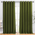 NICETOWN Room Darkening Curtains for Living Room - Easy Care Solid Thermal Insulated Grommet Room Darkening Curtains/Drapes for Bedroom (2 Panels, 66 by 90, Olive)
