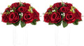 NUPTIO Flower Wedding Centrepieces for Tables - 2 Pcs 9.5in Diameter Crimson Artificial Flowers Rose Ball for Centerpieces Table - Fake Rose Arrangements for Weddings Birthday Party Decor