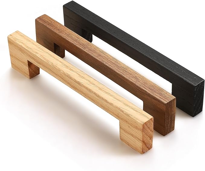 Black Square 7-1/2in 6 pcs Wooden Drawer Pulls Handle pulls for cabinets Kitchen Cabinet Drawer pulls Cabinet Door Pull