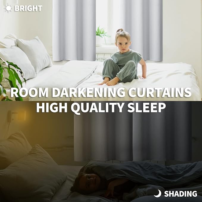 BGment Blackout Curtains - Grommet Thermal Insulated Room Darkening Bedroom and Living Room Curtains, Set of 2 Panels (52 x 120 Inch, Greyish White)