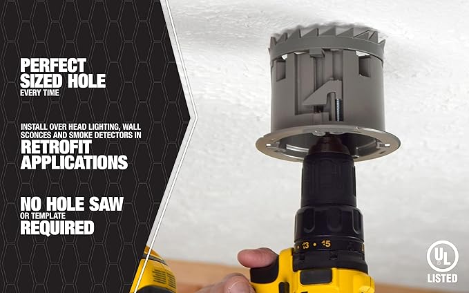 Southwire MSBST250 Smart, Shark Tooth Integrated Fixture and Ceiling Electrical Box w/Hole Saw, Supports 6 lb, Gray (Pack of 2)