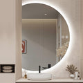 48"×34" LED Bathroom Mirror with Lights, Large Lighted Half Circle Bathroom Mirror-with Backlit, 3 Colors, Dimmable, Anti Fog, Shatter-Proof Modern Decor Vanity Mirrors