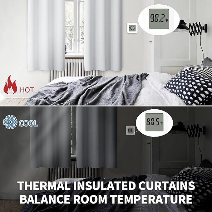 BGment Room Darkening Curtains for Bedroom - Grommet Thermal Insulated Window Treatments Light Blocking Curtains for Living Room, Set of 2 Panels, Each 46 x 54 Inch, Greyish White