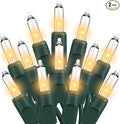 Christmas Lights Clear White 2 Pack Total 200 Count Incandescent Lights UL Certified Connectable Christmas Tree Lights with Green Wires for Indoor Outdoor Xmas, Wedding, Holiday, Home Decorations
