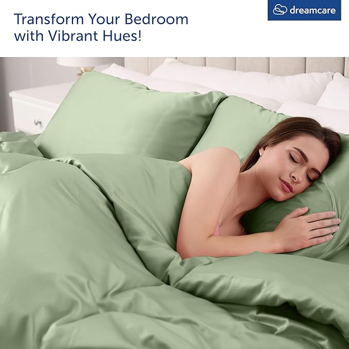 DREAMCARE King Size Sheets Set – 6 pcs Cooling Bed Sheets – up to 21” Deep Pocket King Sheet Set – 2500 Supreme Collection – Extra Soft 100% Brushed Microfiber Hotel Luxury with Side Pocket – S Green