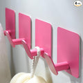 DELITON 4 Pack Hooks for Wall - Cute Kids Wall Hook Adhesive Coat Robe Towel Hooks for Bathrooms Kitchen Heavy Duty Stainless Steel, Pink