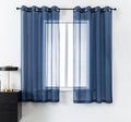 DUALIFE 45 Inches Navy Short Curtains for Bathroom Set of 2 Panels Grommet Semi Voile Drapes Navy Blue Sheer Curtains for Boys Room Kids Bedroom Small Windows 52 x 45 Inch Indigo Blue