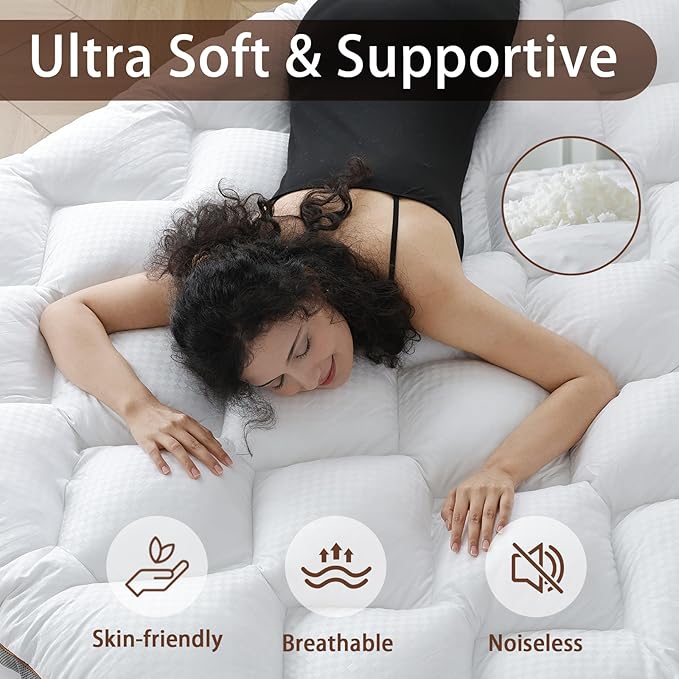 WhatsBedding 4 Inch Memory Foam Mattress Topper Twin Size for Pressure Relief, Extra Soft and Breathable Pillow Top Mattress Topper with 3D air mesh, Fluffy Shredded Memory Foam Filled，75 * 39 * 4in