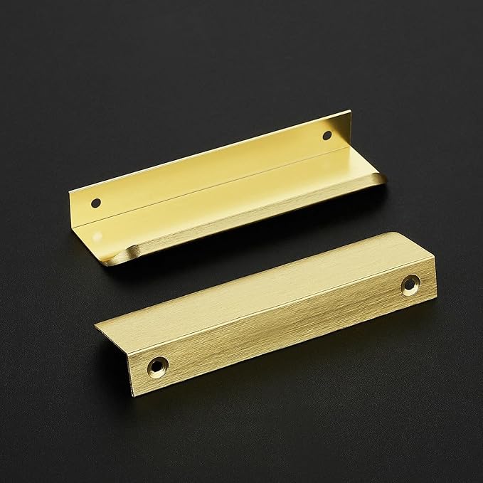 Ravinte Hardware 20 Pack Gold Cabinet Handles, 5 Inch (128mm) Finger Edge Pulls, 4 Inch Hole Center, Finger Pulls for Cabinets