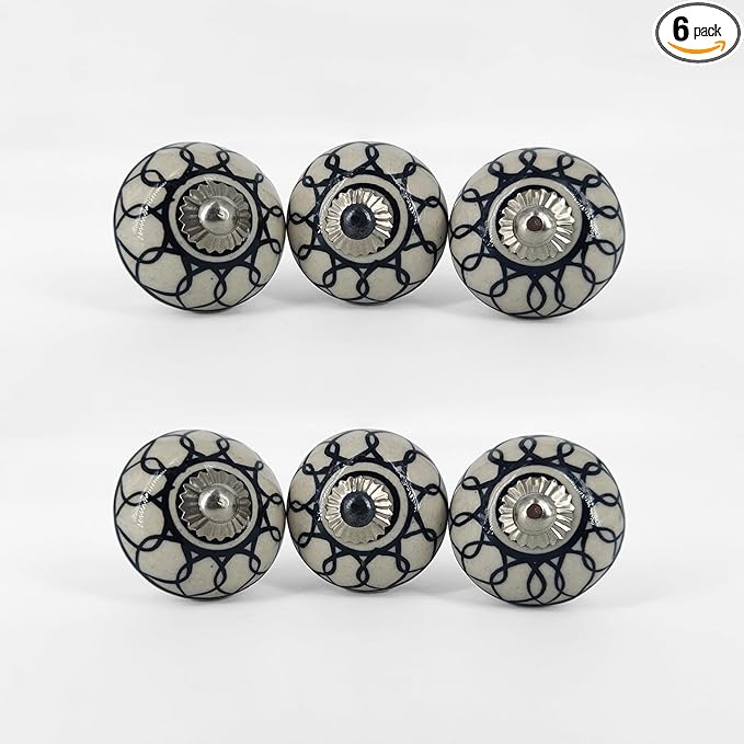 Handmade Serene Blue Ceramic Stone Cabinet Knobs, Vintage Decorative Drawer Pulls for Trendy Cabinets, Modern Dressers & Cupboards, Knobs for Kitchen & Furniture - Set of 12