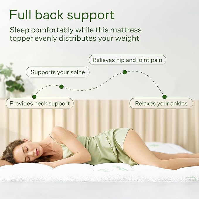 Ultra Soft California King Size Mattress Topper - Viscose Made from Bamboo Pillow Top Mattress Pad for Back Pain Relief - Naturally Cooling for Hot Sleepers, Green