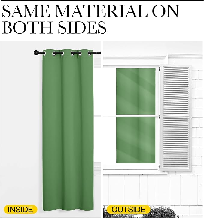 NICETOWN Froest Green Blackout Curtains 54 inches Length for Cafe, 2 Panels, 34" Wide, Thermal Insulated Decoration Drapes for Small Window