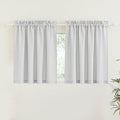 RYB HOME Privacy Sheer Valances for Windows, Semi-Sheer Curtains for Kitchen Small Window Drapes, Dual Rod Pocket & Linen Textured Design, Dove Grey, W 52 in by L 36 in Each Panel, Set of 2