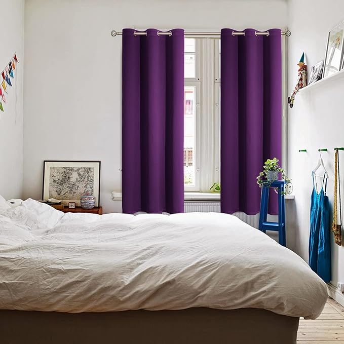BGment Blackout Curtains - Grommet Thermal Insulated Room Darkening Bedroom and Living Room Curtain, Set of 2 Panels (42 x 72 Inch, Royal Purple)
