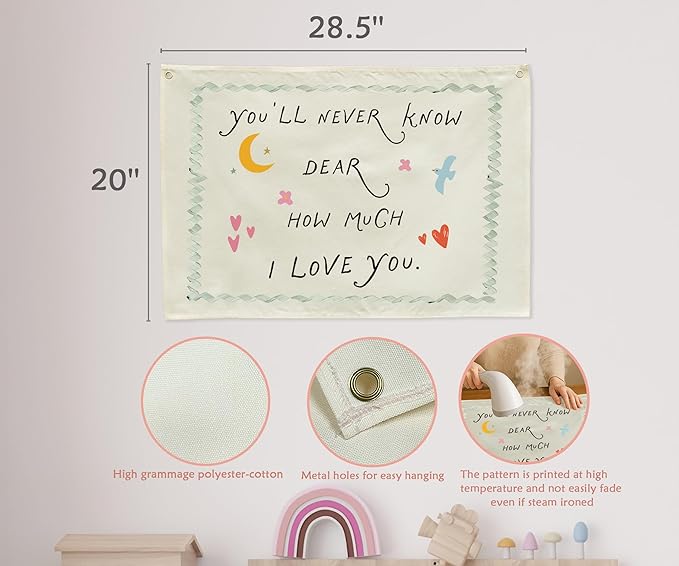 Nursery Rectangular Canvas Banner-Boho Flag Wall Decor for Toddler Boy Girl Kids,Baby Room Above Crib Bedroom Playroom Reading Room Decor-Baby Shower Birthday Christmas Gift-You'll Never Know Dear