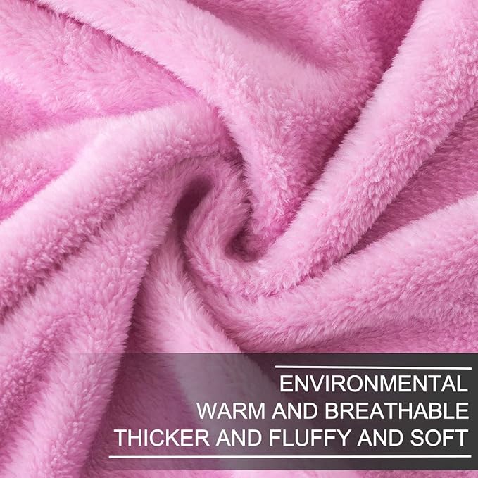 Fleece Blankets Travel Size for All Season 350GSM - Premium Lightweight Anti-Static Throw for Bed Extra Soft Brush Fabric Warm Sofa Thermal Blanket 50" x 61"(Pink Travel)