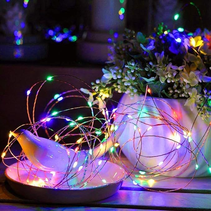 Sanniu Led Fairy Lights Battery Operated, 6 Packs Mini Battery Powered Copper Wire Starry String Lights for Christmas,Bedroom,Wedding,Parties,Patio,Indoor,Home Decoration (5m/16ft Multicolor)