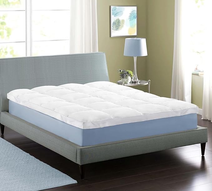 Superior Mattress Topper, Down Alternative, 2 Inch Deep Sized Bed Pillow Top, Comfort Pad, Fluffy Mattress-Topper Protector, Plush Cooling Extra Soft, Hotel Quality, Sleep, All-Season, Queen, White