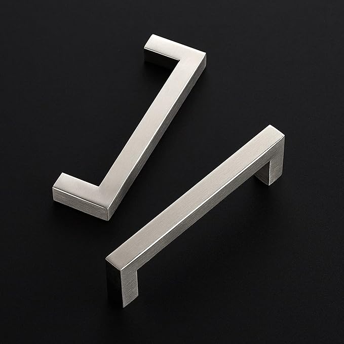 Ravinte 3 Pack Kitchen Cabinet Hardware - 4-1/2 Inch Square Cabinet Handles - Satin Nickel & Brushed Nickel Drawer Pulls